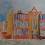 Painting of West Hill school building by Kelvin