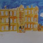 Painting of West Hill school building by Khayer